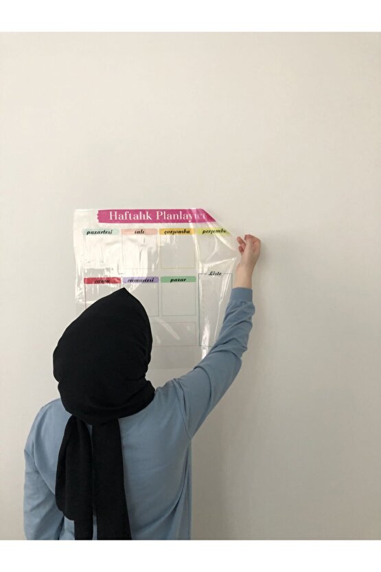 Haftalık Planlayıcı Takvim Statik Akıllı Kağıt Tahta Yazı Tahtası Planner Kalem 50x50 Cm