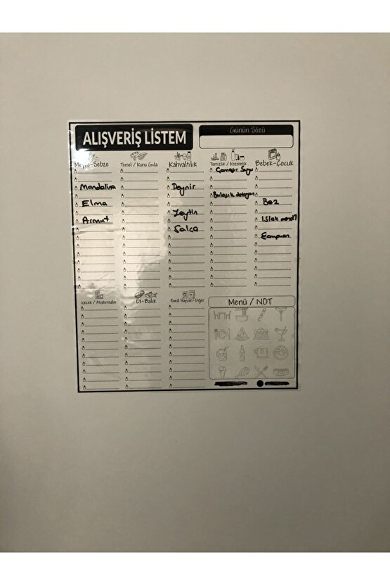 Alışveriş Listesi Programı Yazı Tahtası Akıllı Kağıt Tahta + Kalem 47x56 Cm