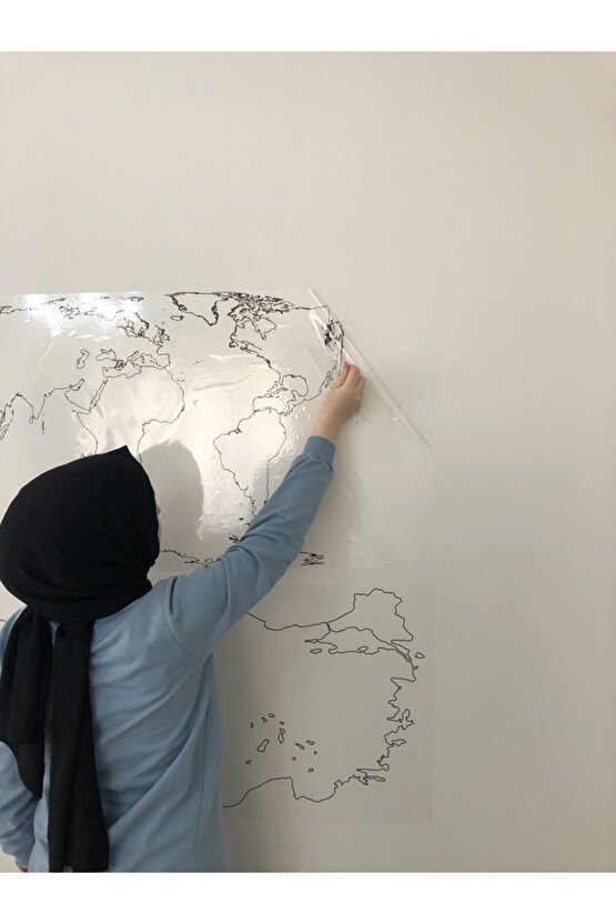 Dilsiz Türkiye Ve Dünya Haritası Yazı Tahtası Statik Akıllı Kağıt Tahta Kalem 2li Ürün Seti