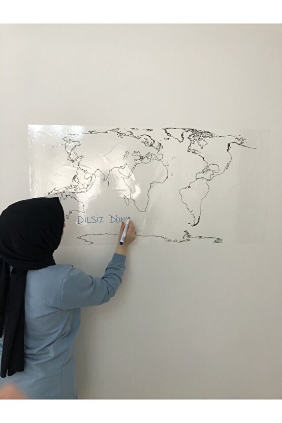 Dilsiz Türkiye Ve Dünya Haritası Yazı Tahtası Statik Akıllı Kağıt Tahta Kalem 2li Ürün Seti