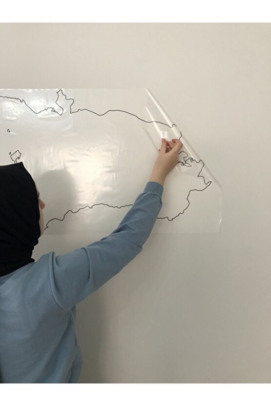 Dilsiz Türkiye Haritası Yazı Tahtası Statik Akıllı Kağıt Tahta Kalem 114x48 Cm Yapışkansız
