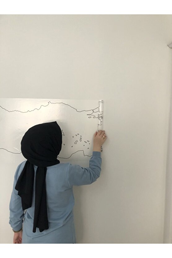 Dilsiz Türkiye Haritası Yazı Tahtası Statik Akıllı Kağıt Tahta Kalem 114x48 Cm Yapışkansız