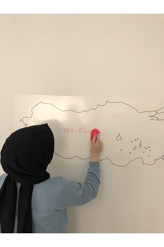 Dilsiz Türkiye Haritası Yazı Tahtası Statik Akıllı Kağıt Tahta Kalem 114x48 Cm Yapışkansız