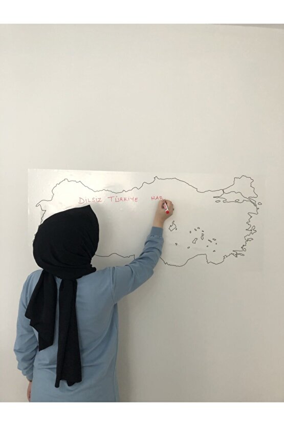 Dilsiz Türkiye Haritası Yazı Tahtası Statik Akıllı Kağıt Tahta Kalem 114x48 Cm Yapışkansız