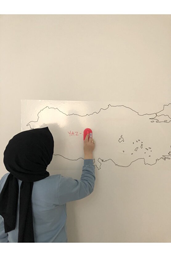 Dilsiz Türkiye Haritası Yazı Tahtası Statik Akıllı Kağıt Tahta Kalem 114x48 Cm Yapışkansız