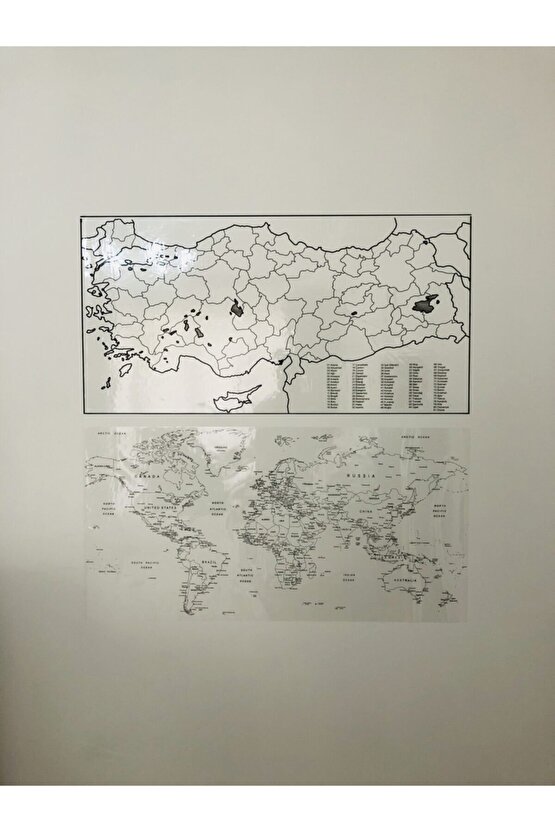 Türkiye Ve Dünya Haritası Yazı Tahtası Akıllı Kağıt Tahta Statik + Kalem