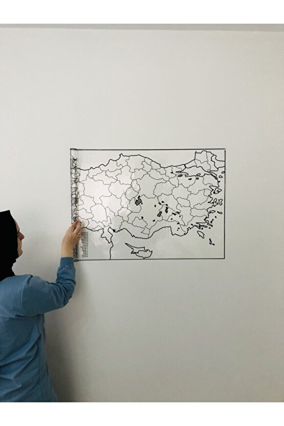 Türkiye Ve Dünya Haritası Yazı Tahtası Akıllı Kağıt Tahta Statik + Kalem