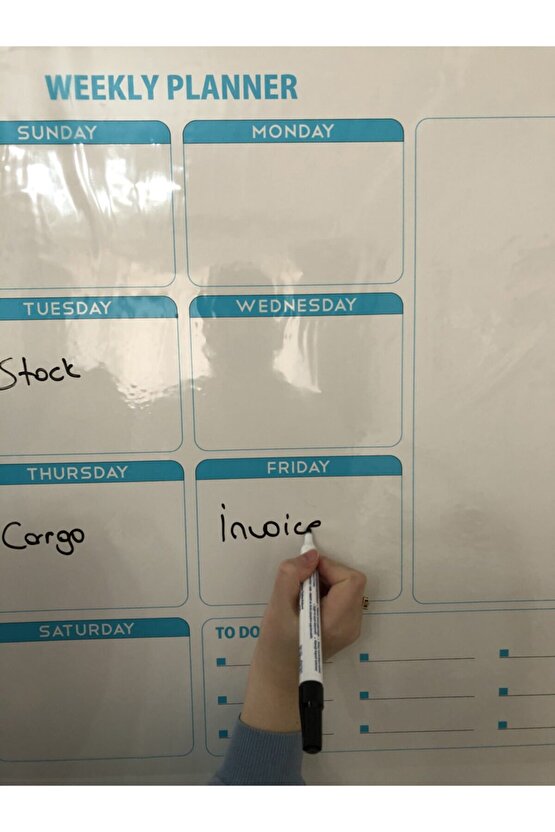 Weekly Planner Haftalık Planlayıcı Takvim Yazı Tahtası Akıllı Kağıt Tahta + Kalem 72x60 Cm