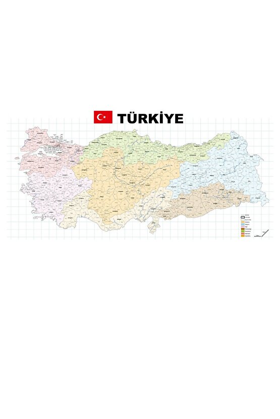 Türkiye Il Ilçe Haritası Yazı Tahtası Akıllı Kağıt Tahta Kalem Hediyeli Dekoratif 70x150cm