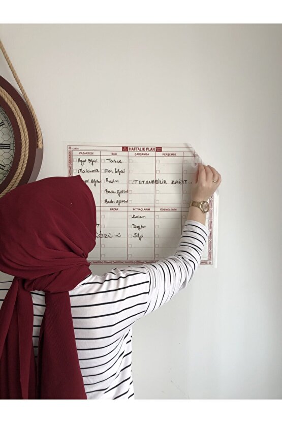 3 Adet Mini Myweek Haftalık Planlayıcı Akıllı Kağıt Tahta Yazı Tahtası Kalem 40x50 Cm