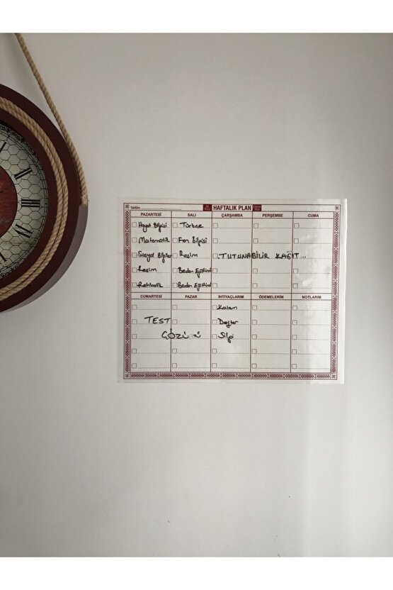 3 Adet Mini Myweek Haftalık Planlayıcı Akıllı Kağıt Tahta Yazı Tahtası Kalem 40x50 Cm