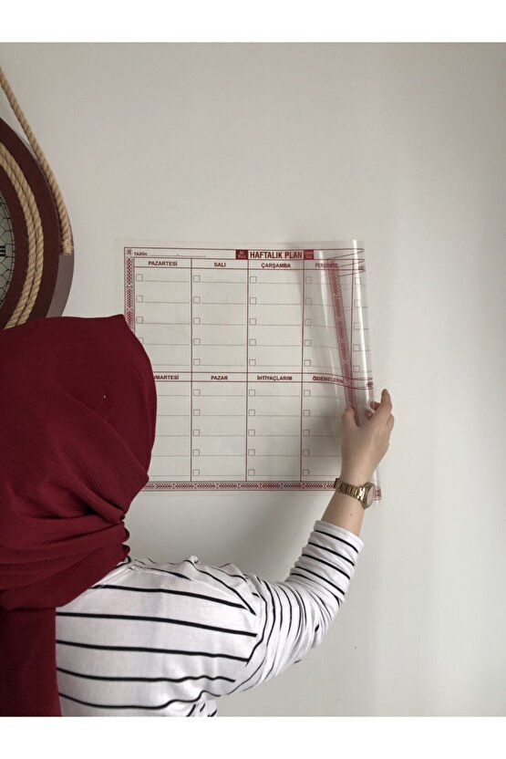 3 Adet Mini Myweek Haftalık Planlayıcı Akıllı Kağıt Tahta Yazı Tahtası Kalem 40x50 Cm