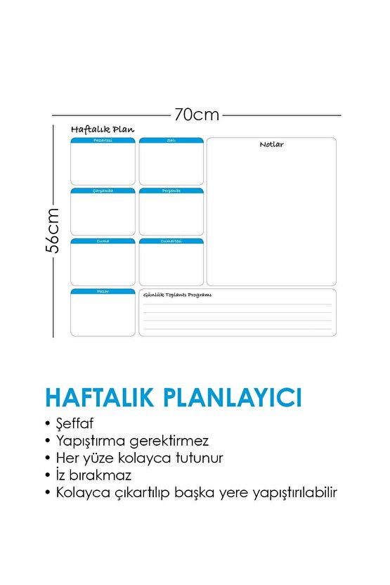 Planlayıcı Akıllı Kağıt Planner Sticker Kağıt Tahta Yazı Tahtası Takvim Haftalık Week Set