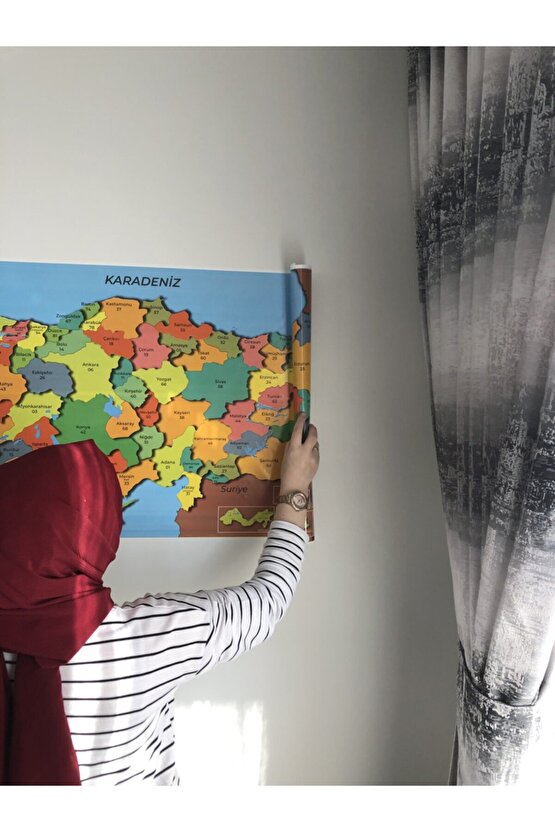 Dekoratif Tablo Eğitici Türkiye Ve Dünya Haritası Set Çocuk Duvar Yazı Tahtası Kağıt Tahta 118x56 Cm