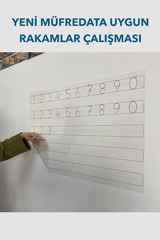 1.sınıf Rakamlar Çalışması, Harfli Kılavuz, Kılavuz Çizgili Set Statik Akıllı Kağıt Yazı Tahtası