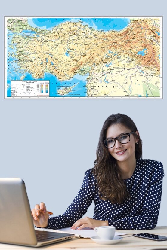 Türkiye Fiziki Haritası Dekoratif Türkiye Haritası Akıllı Kağıt Tahta 116x65 Cm