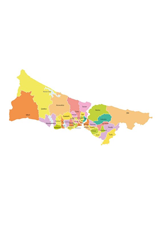 Istanbul Anadolu Ve Avrupa Yakası Haritası Görünümü Kağıt Tahta 135x72 Cm