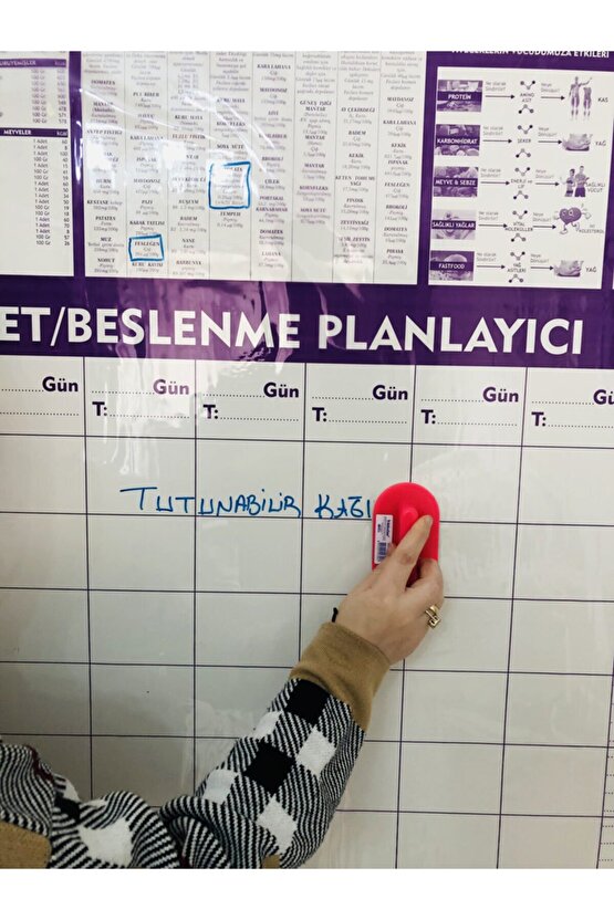 Diyet Ve Beslenme Planlayıcı Akıllı Kağıt Tahta Yazı Tahtası Kalem Hediyeli 120x100 Cm