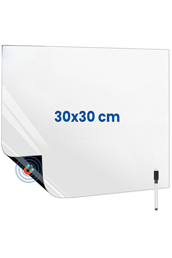 Mıknatıslı Manyetik Magnet Beyaz Tahta 30cm x 30cm Katlanabilir Silinebilir Yazı Tahtası + Kalem