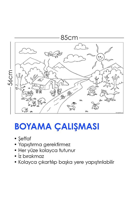 Boyama Çalışması Yazı Tahtası Akıllı Kağıt Tahta Kalem Hediyeli 85x56 Cm