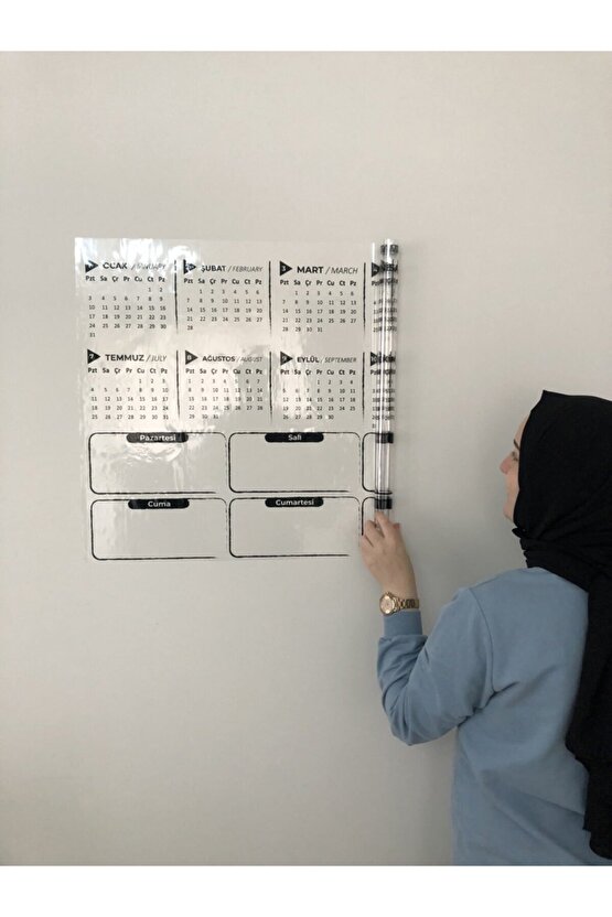 2025 Yıllık Ve Haftalık Planlayıcı Takvim Yazı Tahtası Akıllı Kağıt Tahta 100x56 Cm Kalem Model 3