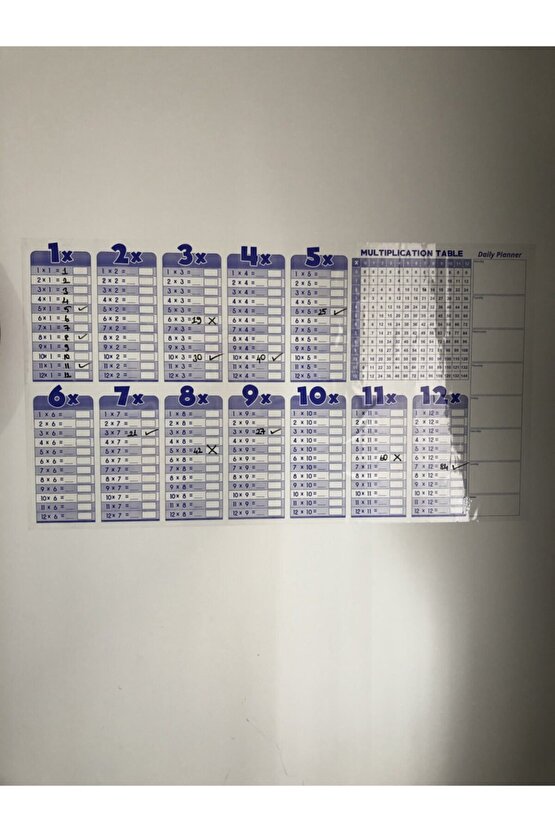 Çarpım Tablosu Yazı Tahtası Statik Akıllı Kağıt Tahta Ingilizce 100x56 Cm 1 Adet Kalem Yapışkansız