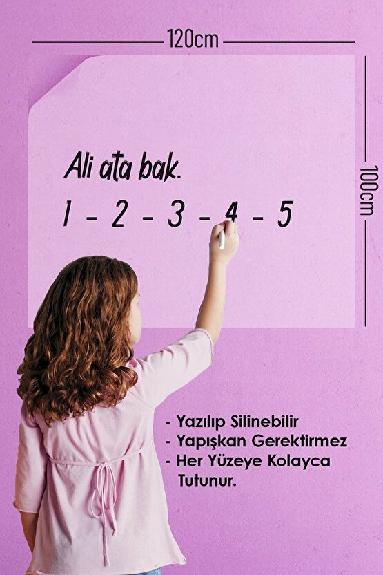 2 Adet Şeffaf Statik Akıllı Kağıt Şeffaf Yazı Tahtası Kalem 120x100 Cm Yapışkansız
