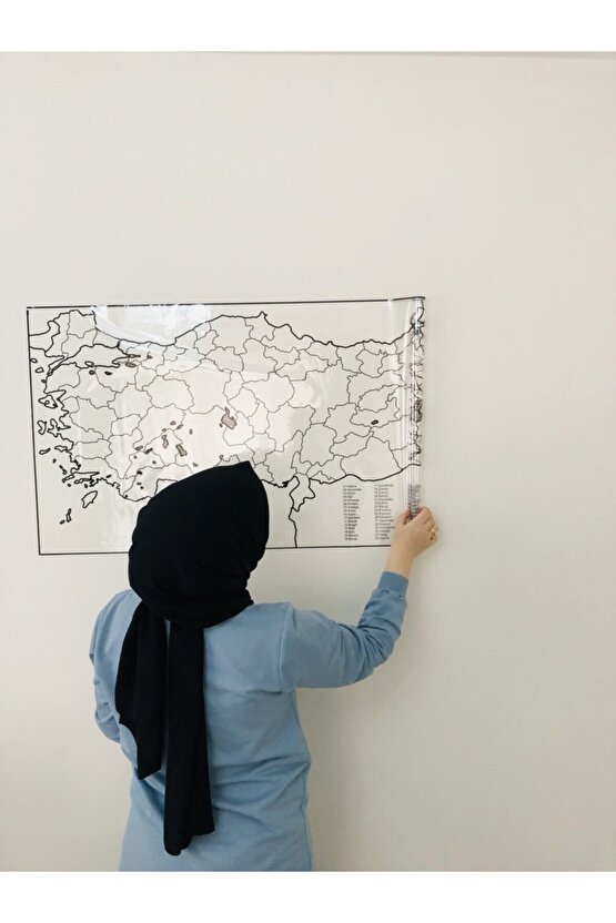 Türkiye Haritası Statik Akıllı Kağıt Yazı Tahtası 110x56 Cm Kalem Duvara,cama,tahtaya Uygulanır