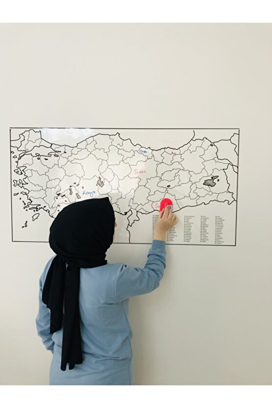 Türkiye Haritası Statik Akıllı Kağıt Yazı Tahtası 110x56 Cm Kalem Duvara,cama,tahtaya Uygulanır