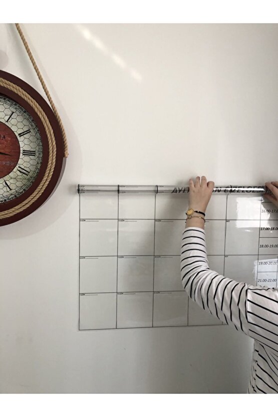 Aylık Planlayıcı Statik Akıllı Kağıt Takvim Yazı Tahtası Kalem 100x100 Cm