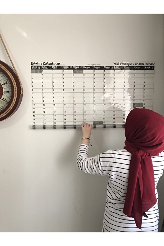 Yıllık Planlayıcı Takvim Akıllı Kağıt Tahta Yazı Tahtası Zaman Sınırlaması Olmayan 100x100cm