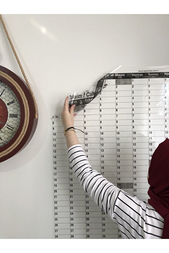 Yıllık Planlayıcı Takvim Akıllı Kağıt Tahta Yazı Tahtası Zaman Sınırlaması Olmayan 100x100cm