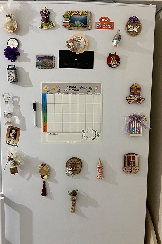 Haftalık Menü Planlayıcı Magnet Mıknatıslı Yazı Tahtası Buzdolabı Magneti Pano 30x30 Cm Kalem