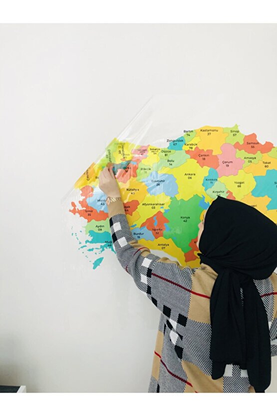 Türkiye Haritası Statik Akıllı Kağıt Tahta Yazı Tahtası Özel Baskı Renkli Ve Yazı Tahtası Kalemi