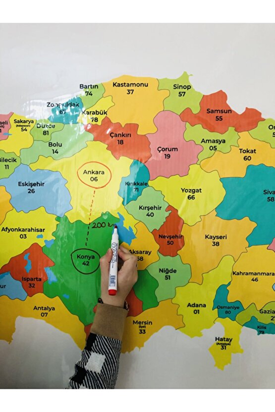 Türkiye Haritası Statik Akıllı Kağıt Tahta Yazı Tahtası Özel Baskı Renkli Ve Yazı Tahtası Kalemi