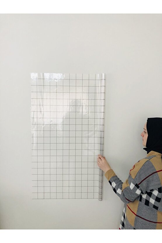 Kareli Şeffaf Tahta Akıllı Kağıt Tahta Yazı Tahtası 120x100 Cm Kalem Hediyeli