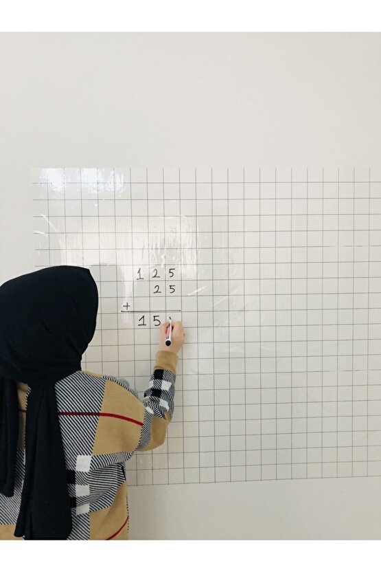 Kareli Şeffaf Tahta Akıllı Kağıt Tahta Yazı Tahtası 120x100 Cm Kalem Hediyeli