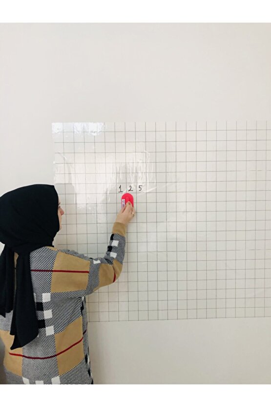 Kareli Şeffaf Tahta Akıllı Kağıt Tahta Yazı Tahtası 120x100 Cm Kalem Hediyeli