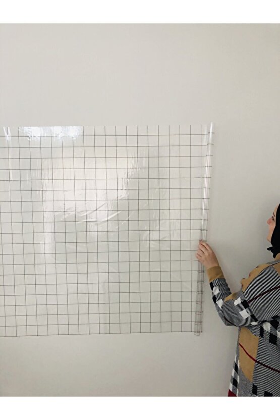 Kareli Şeffaf Tahta Akıllı Kağıt Tahta Yazı Tahtası 120x100 Cm Kalem Hediyeli