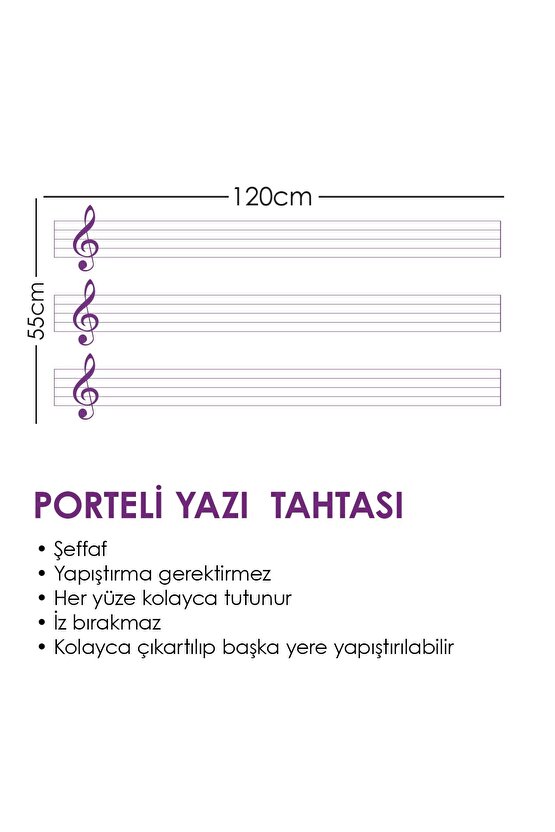 Nota Yazı Tahtası Sol Anahtarlı Ve Nota Çizgili Porteli Akıllı Kağıt Tahta Kalem Hediyeli