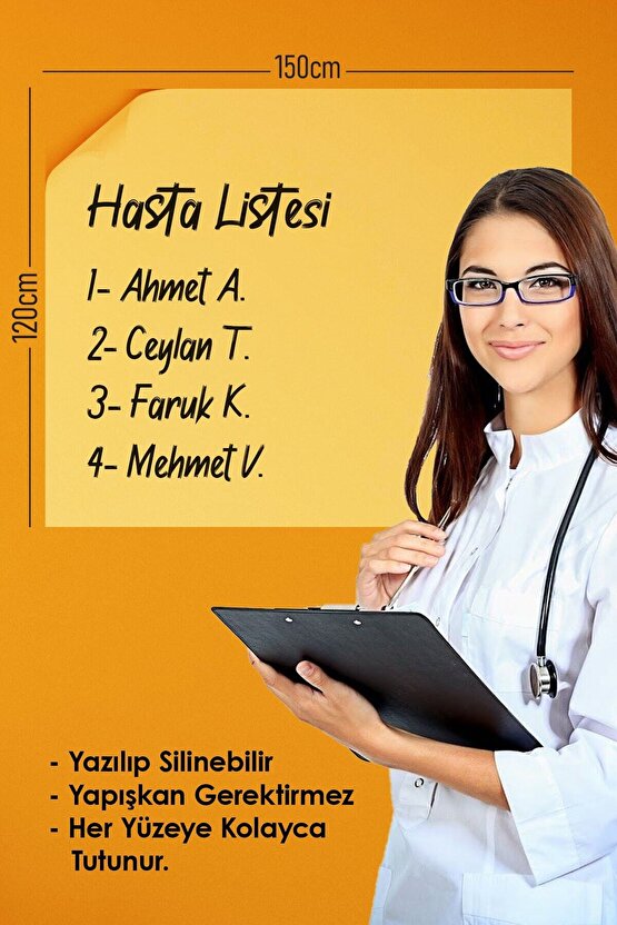 2 Adet Şeffaf Akıllı Kağıt Tahta 120x150 Cm Şeffaf Yazı Tahtası Kalem Hediye