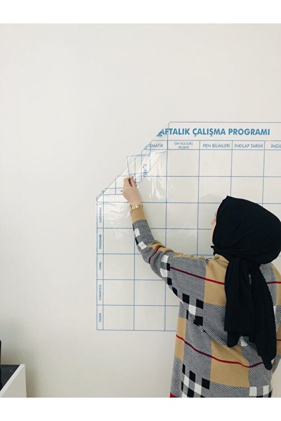 Haftalık Ders Çalışma Programı 5-6-7-8. Sınıf Statik Akıllı Kağıt Yazı Tahtası 120x100 Cm Kalem