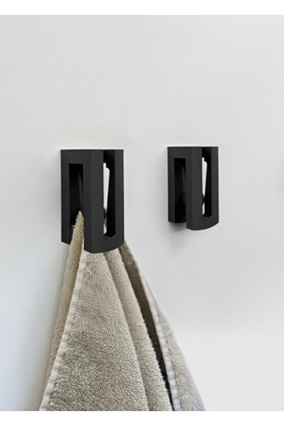 Mat Siyah Duvara Monte Havlu Askılığı – Modern Minimal Banyo Aksesuarı