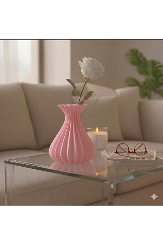 Vazo Modern Estetik 3D Baskı, Dekoratif, Bohem Pembe