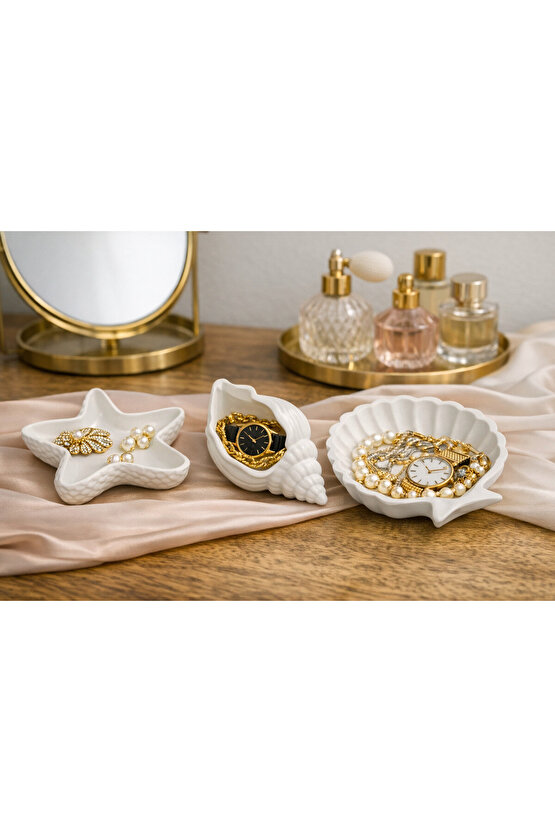 3lü Deniz Kabuğu, Denizyıldızı, İstiridye Biblo Set
