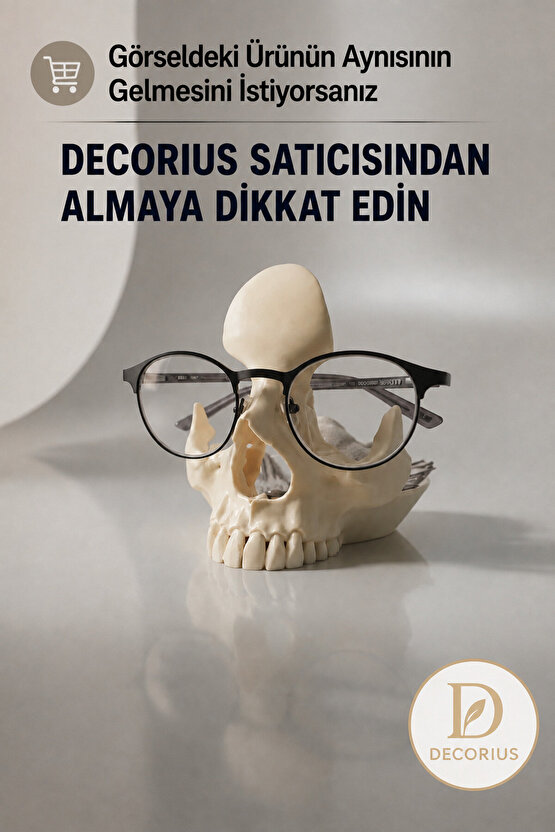 Kafatası Gözlük Standı - Dekoratif Gözlük Tutucu ve Anahtarlık - Modern Masaüstü Organizer Tabağı