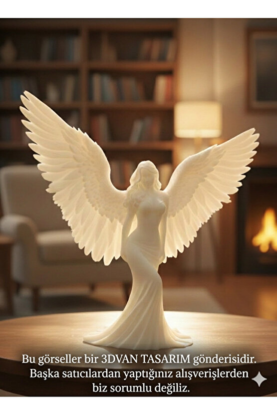 3D Baskı Dekoratif muhteşem tekli Melek Figürü