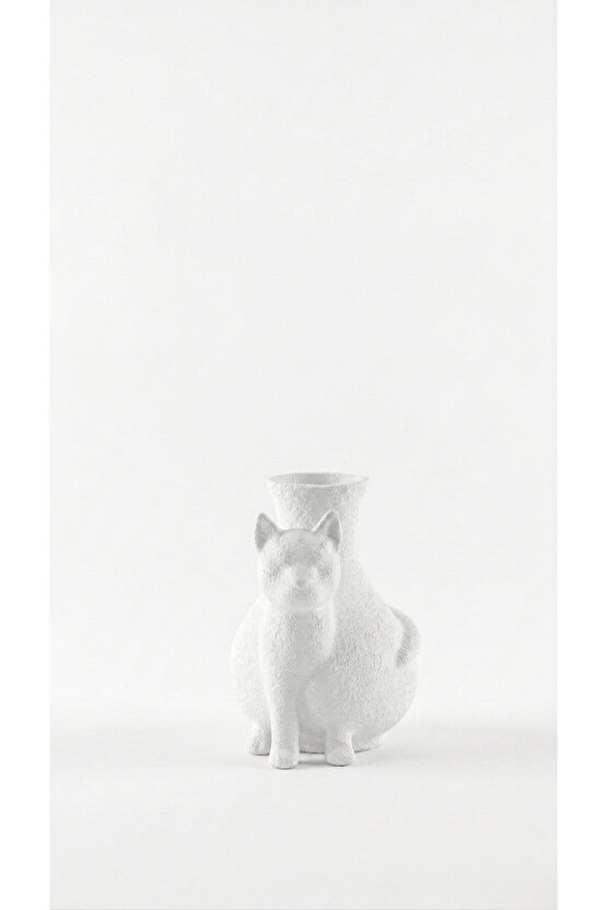 Luna Serisi Minimal Kedi Vazo - Premium Mat Dokulu Tasarım Saksı Obje (15 cm)