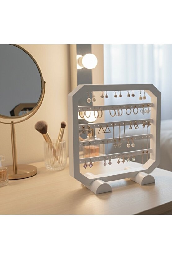 Modern Küpe Standı, Takı Düzenleyici, Takı Standı , Kolye askısı , 4 bölmeli Standı