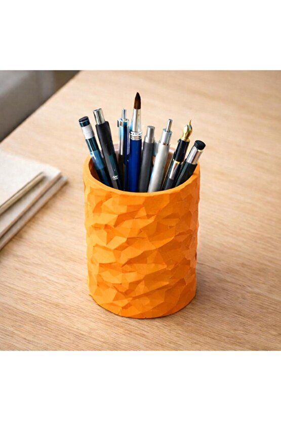 Dokulu 3D Yazıcı Üretimi Dekoratif Masa Üstü Kalemlik ve Organizer